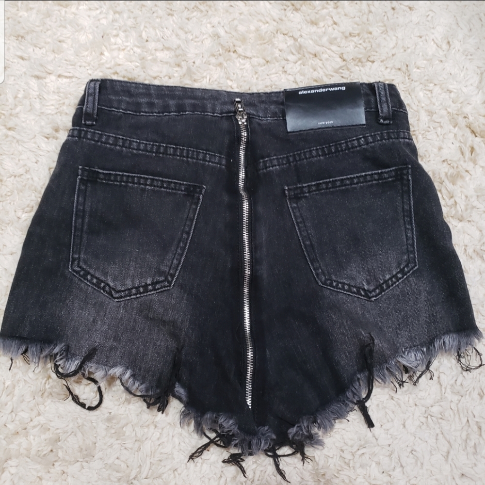 Alexander Wang Zipper Bite Denim Fray shorts